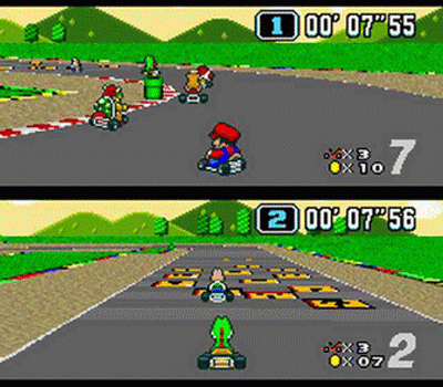 Super Mario Kart da para 2 jogadores. super mario kart jogo snes