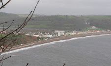 Seaton seafront seen from the path to Beer