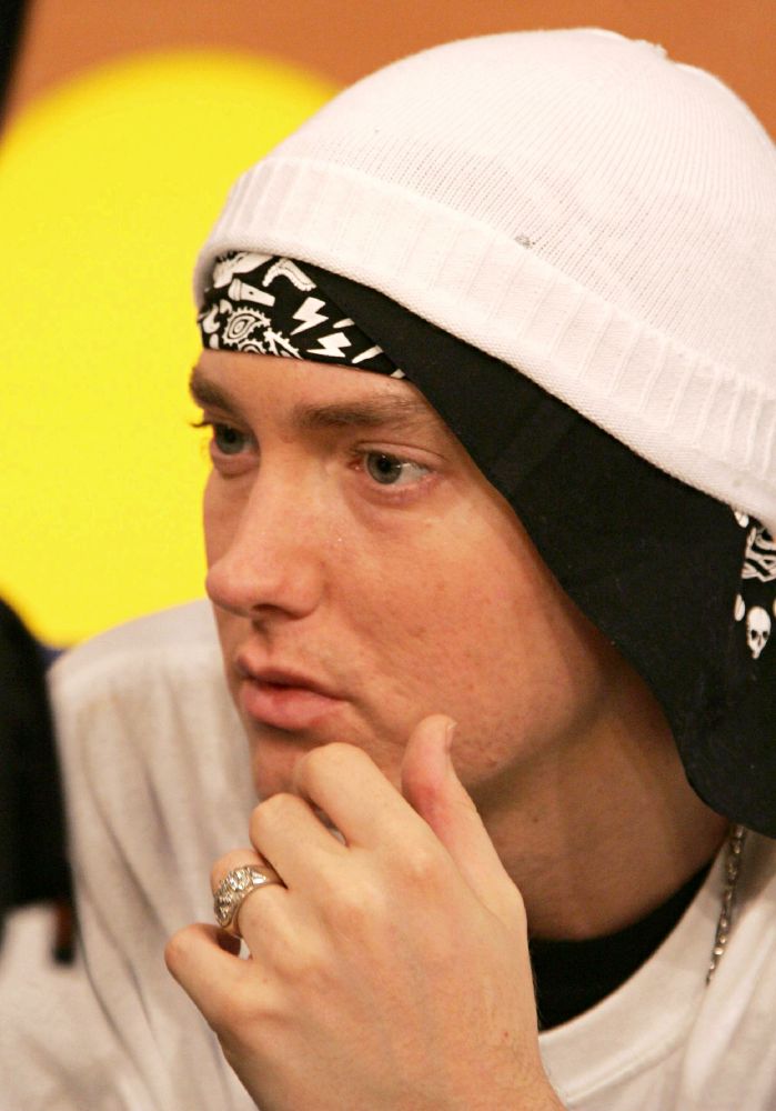 eminem deer on fence. Rapper Eminem is inadvertently