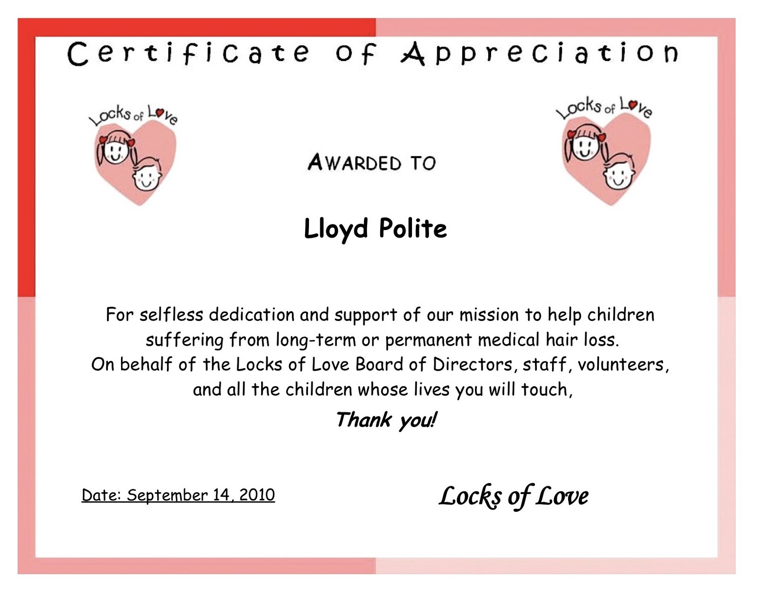 Lloyd Young Goldie Lloyd Receives Certificate Of Appreciation From Locks Of Love lloyd young goldie blogger