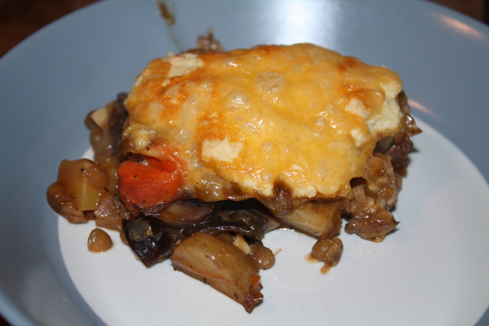 What's for dinner? Mushroom and Lentil Pot Pies with Gouda Biscuit Topping