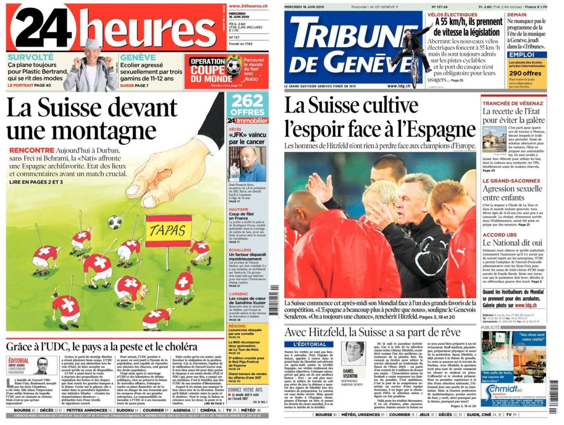 TINTA DEPORTIVA La previa de EspañaSuiza en los diarios la prensa