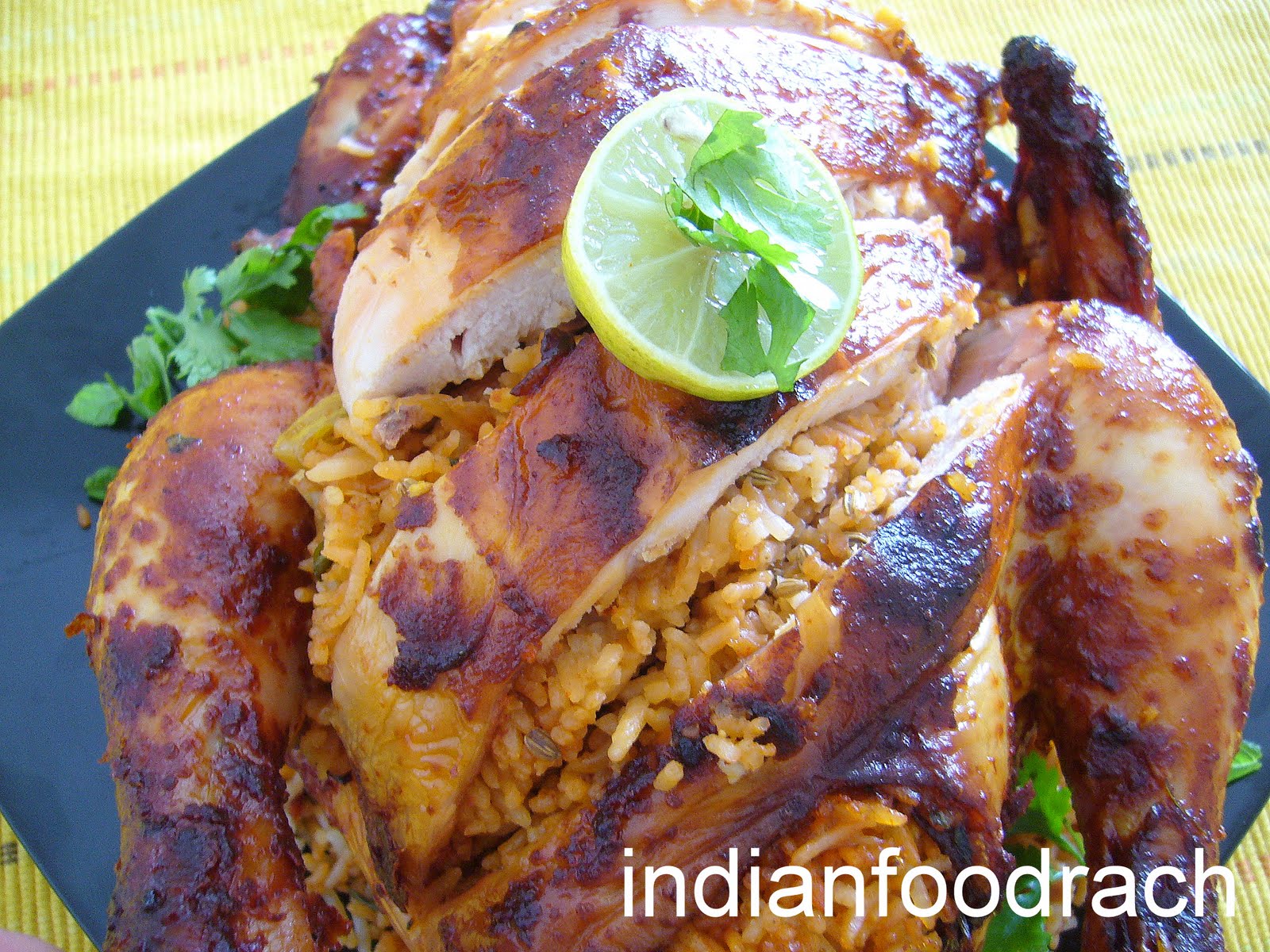 INDIAN FOOD Roasted chicken stuffed with Khushka/kuska/khusqa (Biryani