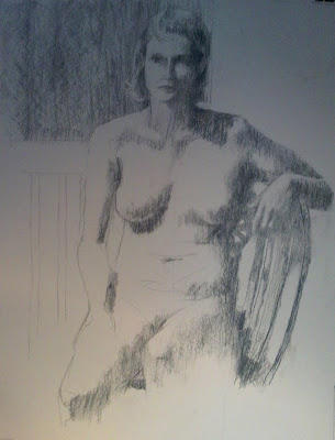 Seated nude; charcoal on paper by Stephen Scott
