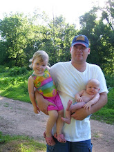 Daddy and kids going to the creek