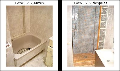 Quitar bañera y poner plato de ducha de obra con gresite o mosaico vitreo y piezas de pavés para instalar mampara estándar. Quitar bañera y poner plato de ducha de obra con gresite o mosaico vitreo y piezas de pavés para instalar mampara estándar.