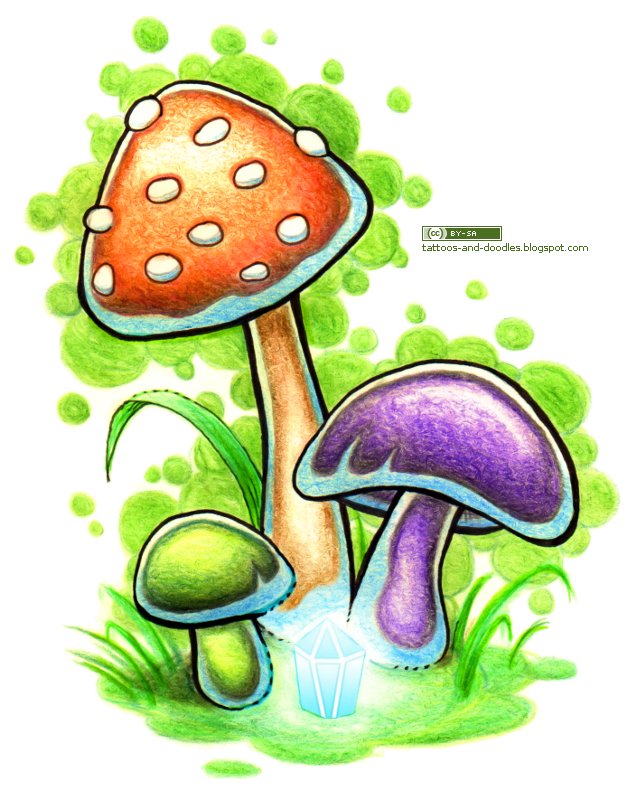 Tattoos and doodles: Mushrooms
