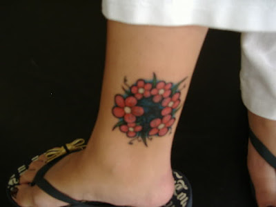 Pink Flower Tattoos on Foot. Pink Flower Tattoos on Foot