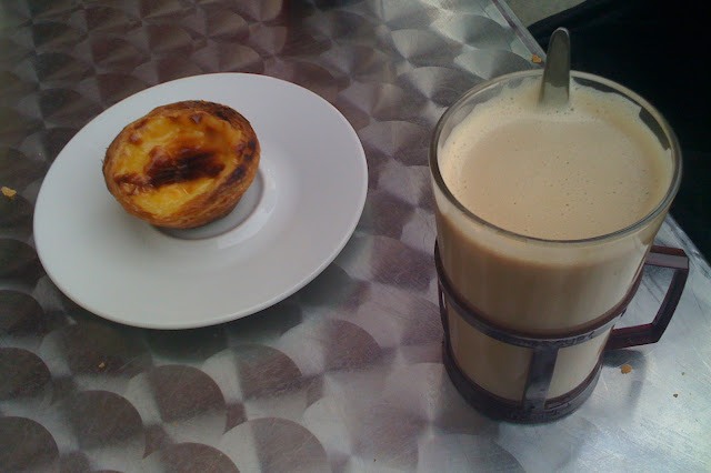 little custard tarts and coffee in Café Lisboa, Portobello, london
