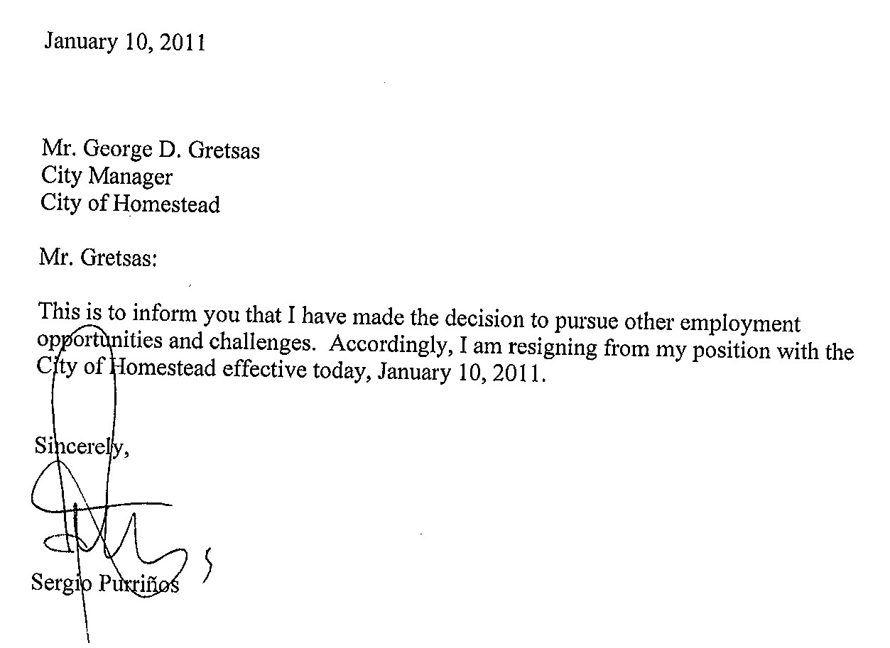 resignation letter immediate