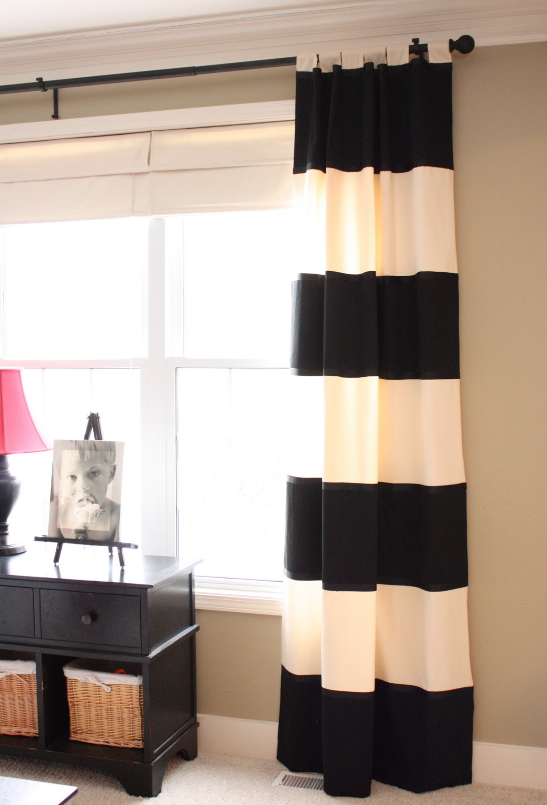 black stripe curtains