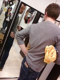 IKEA mirror Andy checks out his butt IKEA mirror Andy checks butt