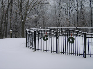 Fence with christmas wreaths