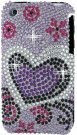 Bling Hearts Amethyst iPhones Purple Heart Design Bling Apple iPhone Snap-On Protector Case Cell Phone