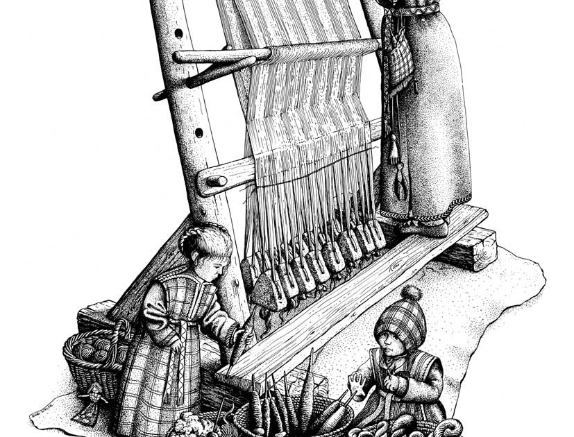 Sue White Heritage Art and Archaeological Illustration Iron Age Loom