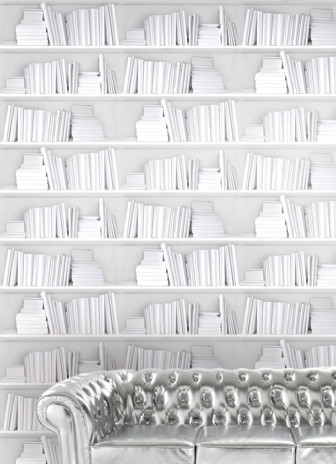 White bookshelf wallpaper by Y & B White bookshelf wallpaper by Y & B