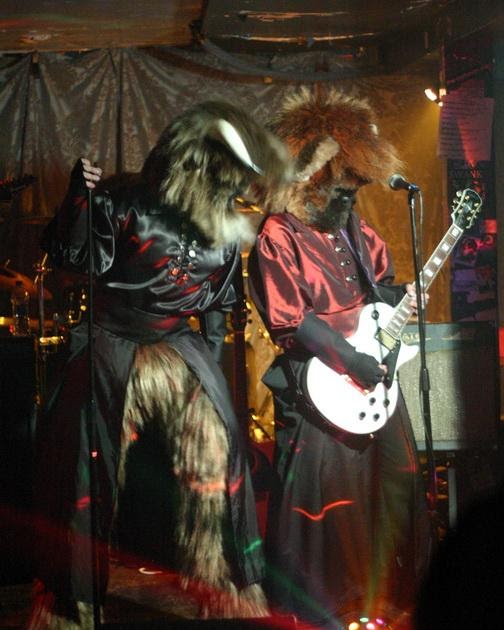 40 going on 28 Bachelorette party? Heavy metal band in animal costumes