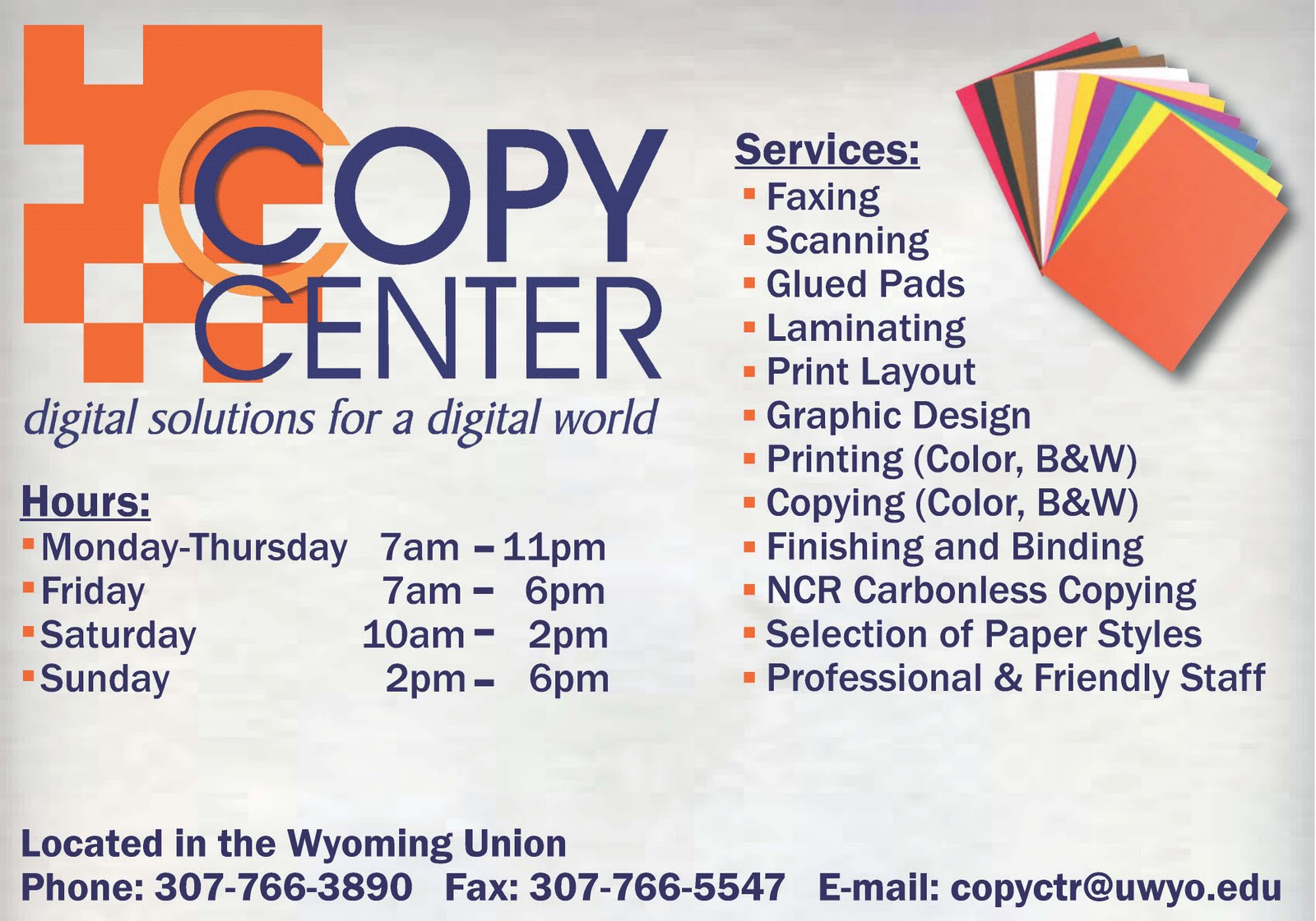 Courtney's Wyoming Union Graphic Design Internship Copy Center Ad