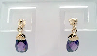 boucle d'oreille zirconium améthyste bleu