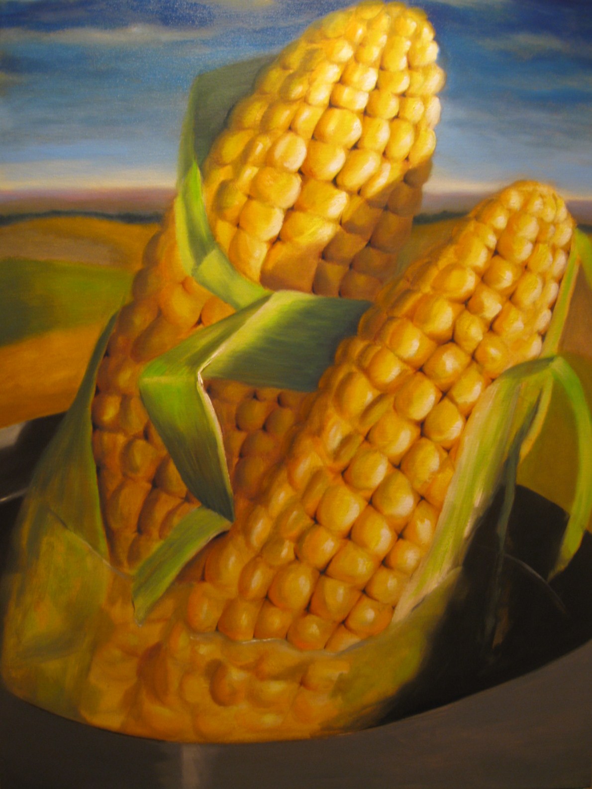 Dena Tollefson Contemporary Paintings New Corn Series painting "Hot Tub"