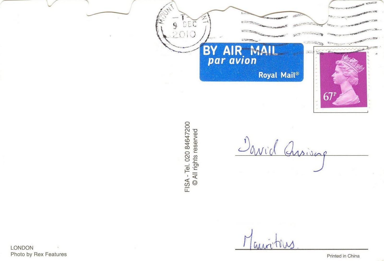 Mauritian Philatelic Blog Postcard from London