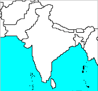 Blank India map showing the surrounding countries and Indian
Ocean