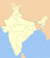Blank map of India showing the Indian states' boundaries