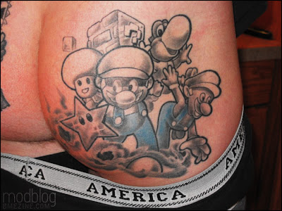 Yes that's a Mario bum tattoo Cheeky