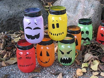 Lanternes d'Halloween en verre avec peinture Lanternes d'Halloween en verre avec peinture