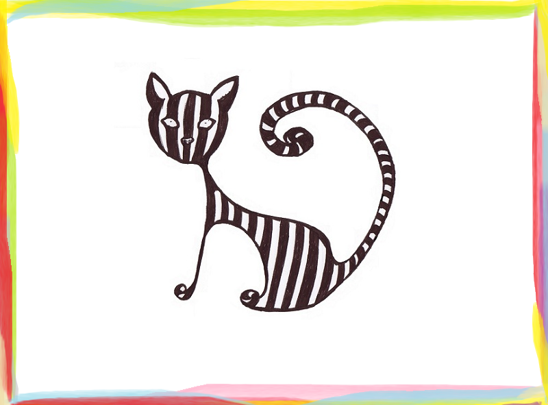 the black and white striped cat