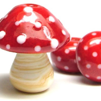 Lampwork Mushroom Bead Trio
