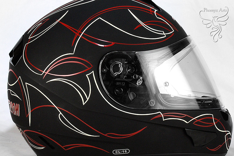 PHOENYX ARTS Pinstriped Motorcycle Helmet