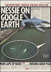 GOOGLE chiefs go for a close-up view of Nessie after a monster-like image was spotted on their site. 