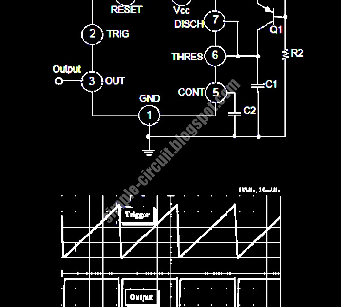 555 IC Linear Ramp (Sawtooth) Generator/Oscillator Circuit schematic