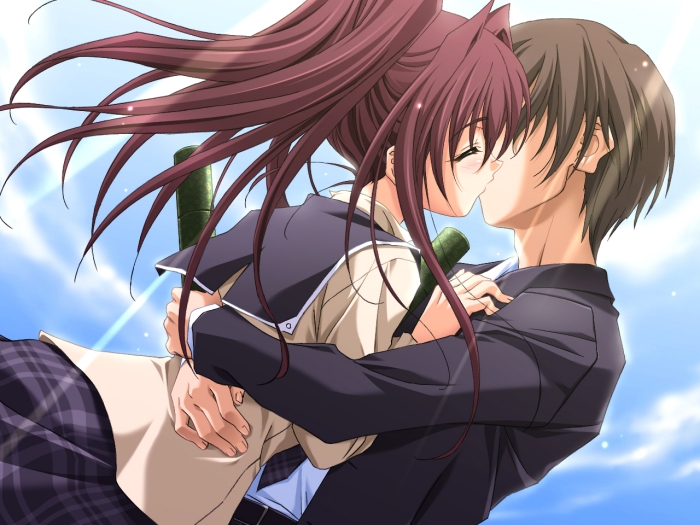 anime couples kissing