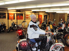 Michele on a vintage Harley Kiddie Ride