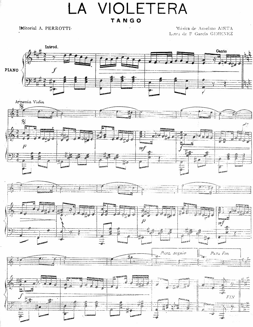 Partituras de Tango LA VIOLETERA