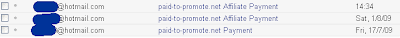 proof of payment paid to promote site