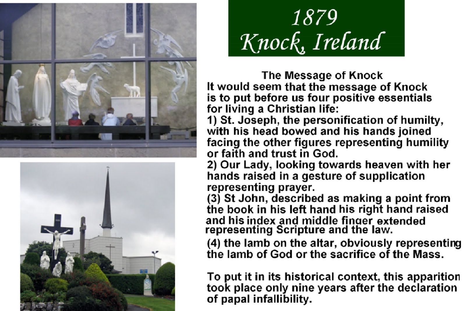 Speramus(We Hope!) Our Lady of Knock 1879, LaSallette 1846, and