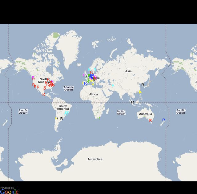One R Tip A Day Locate the position of CRAN mirror sites on a map