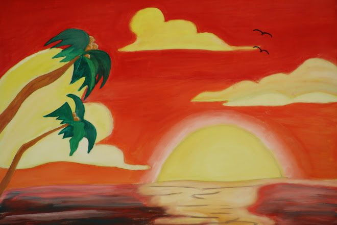 Päikeseloojang palmide all