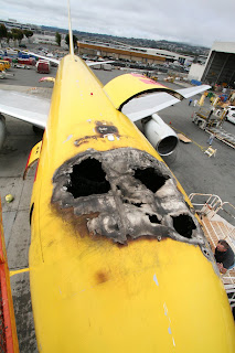 Fire-damaged ABX Air B767 at SFO