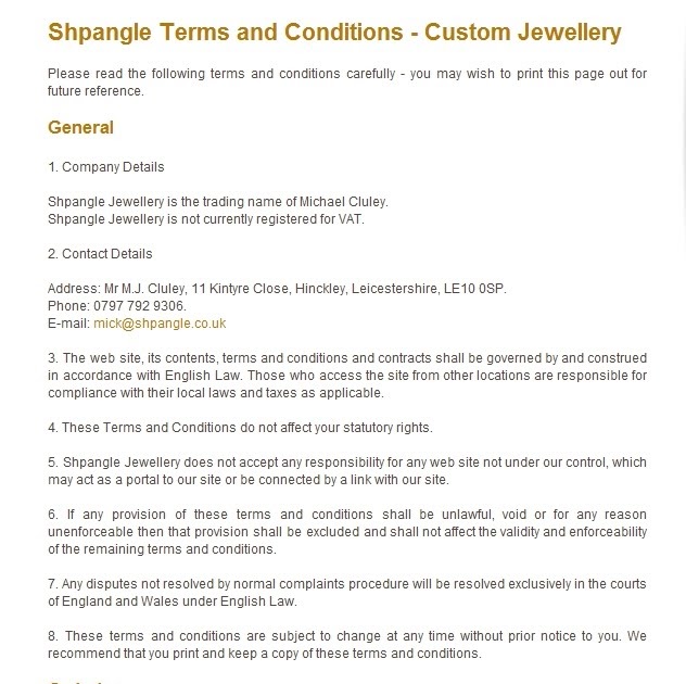 Handmade Crafts Terms and Conditions - Shpangle Jewellery Blog