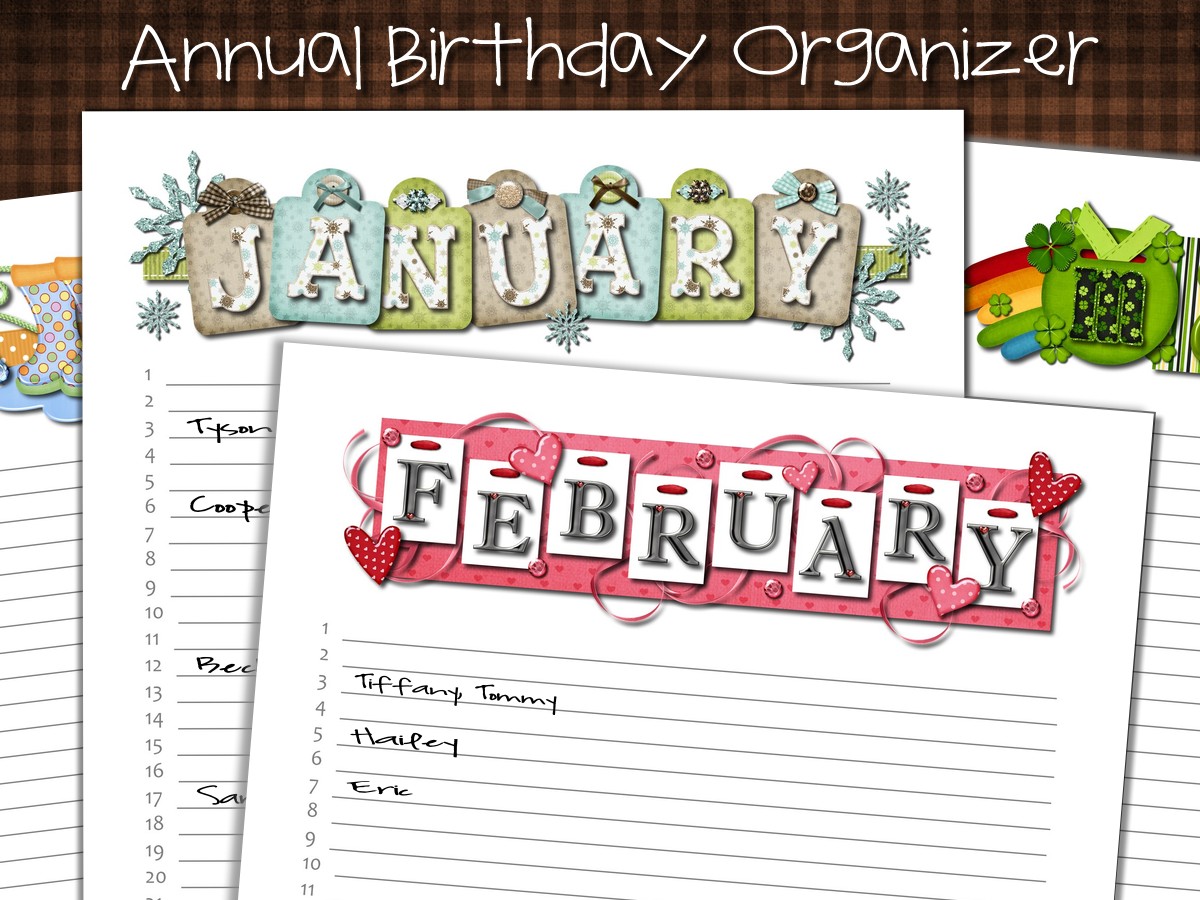 My Computer is My Canvas Annual Birthday Calendar & Card Organizer