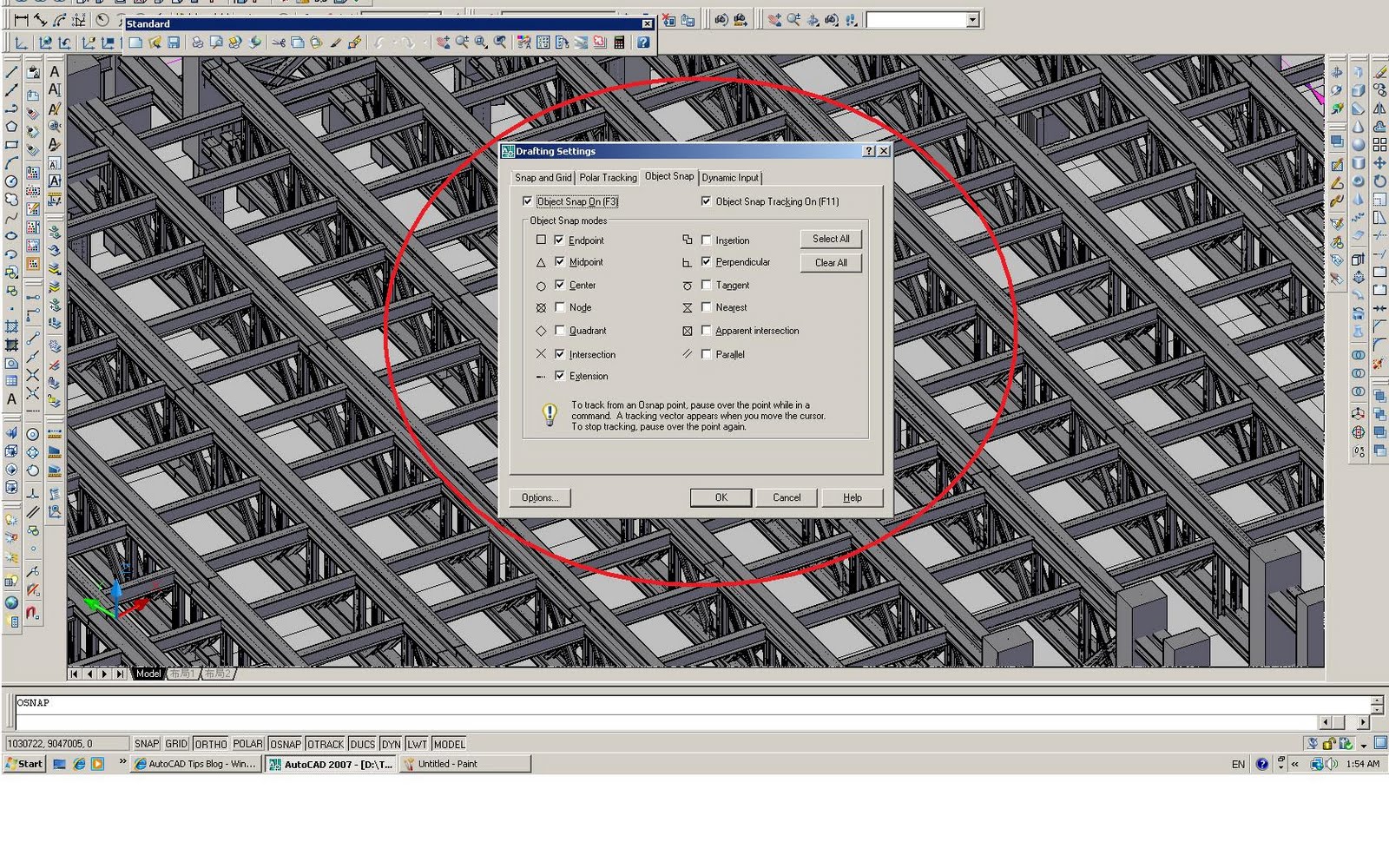 how to open object snap toolbar in autocad 2016