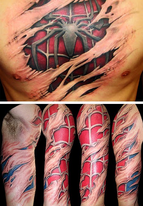 spiderman 3d tattoo. Spiderman hand tattoo