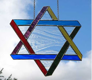 Fresh looking Stained Glass six-pointed star Art