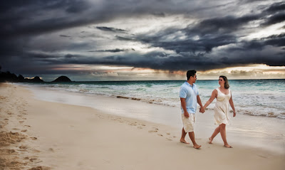 Brian and Becca Engagement Photography Session during sunrise.  Bellows AFB, HI