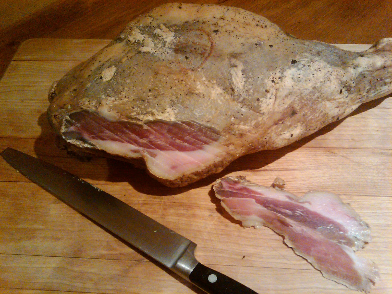 Krentenbol the home cured 'parma' ham is ready...