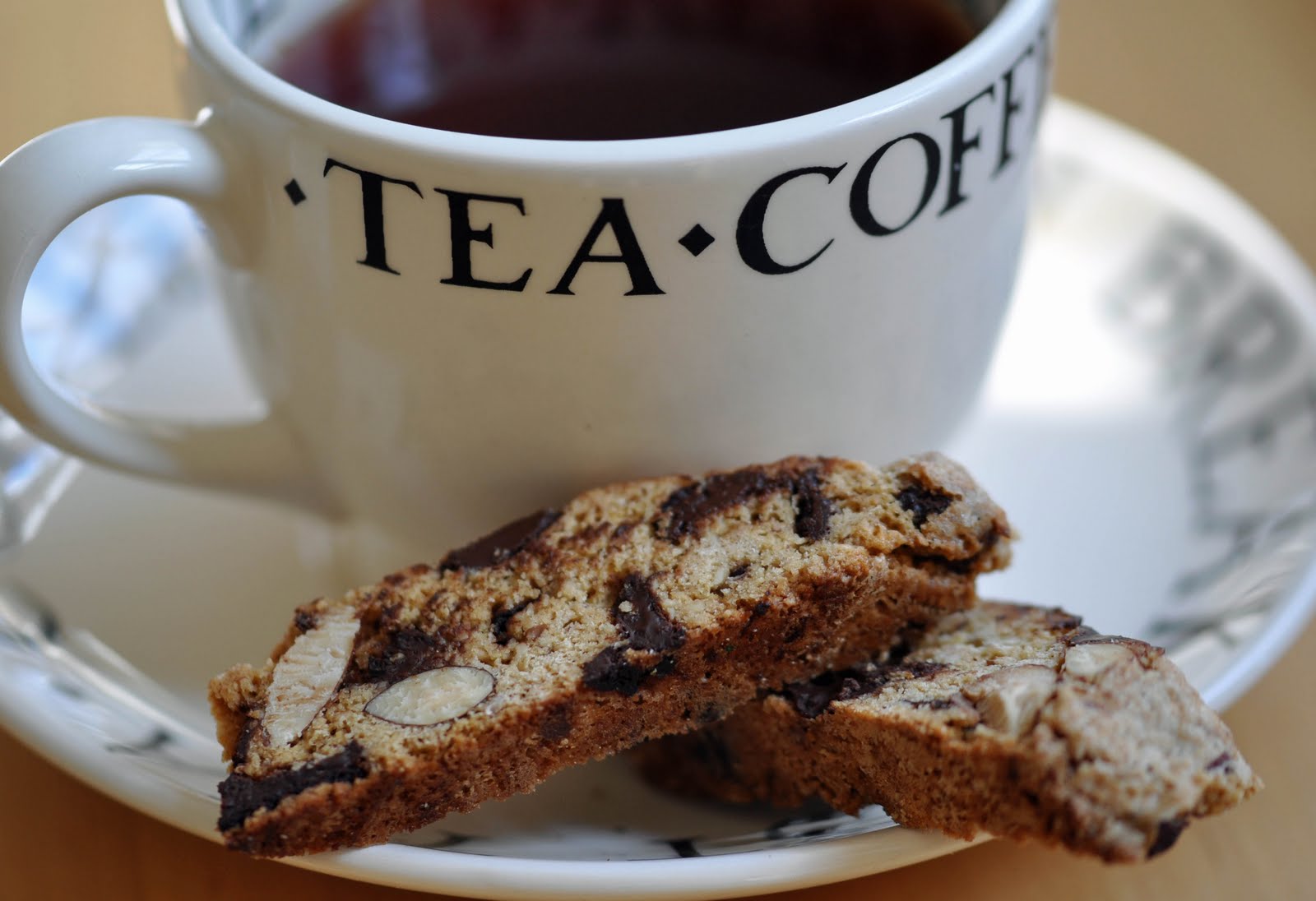 Coffee, coffee, coffee, biscotti, coffee, coffee